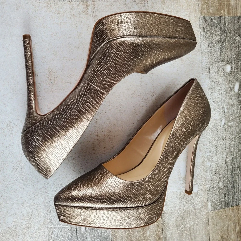 Jessica Simpson Sinelia Womens Platform Pump Sz 8.5 M Bronze Pointy Toe Stiletto